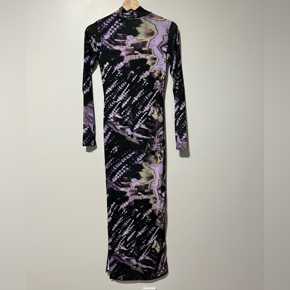 Daisy Street Long Sleeve Bodycon Maxi Dress – Women’s Small Black Purple Tie-Dye - Picture 4 of 8